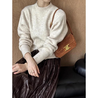 HUOLISI | Gray Round Neck Half Zip Waist Knit Sweater Women