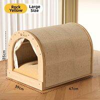SHENJINGMAO | All-season Durable Non-shedding Cat Bed with Scratching Post Made of Real Wood and Sisal