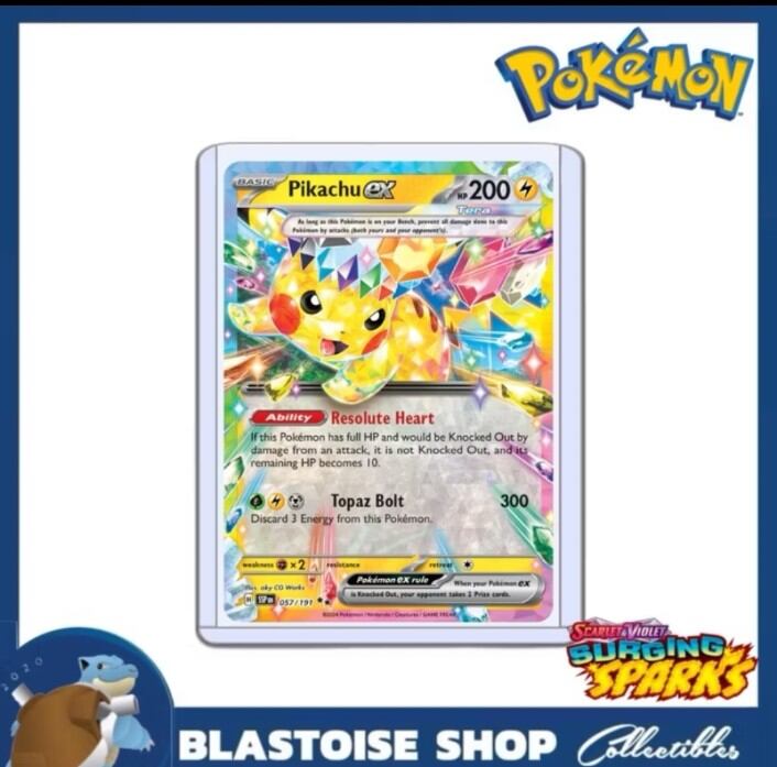 EN] Pokemon Trading Card Pikachu ex 057/191 Double Rare Surging Sparks  [SSP] | Lazada PH