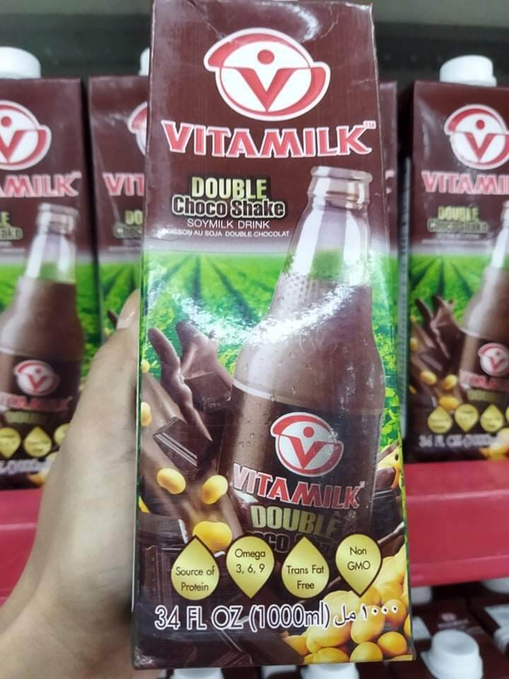 VITAMILK DOUBLE CHOCOSHAKE, soy milk drink (1000 mL)great source of protein Lazada PH