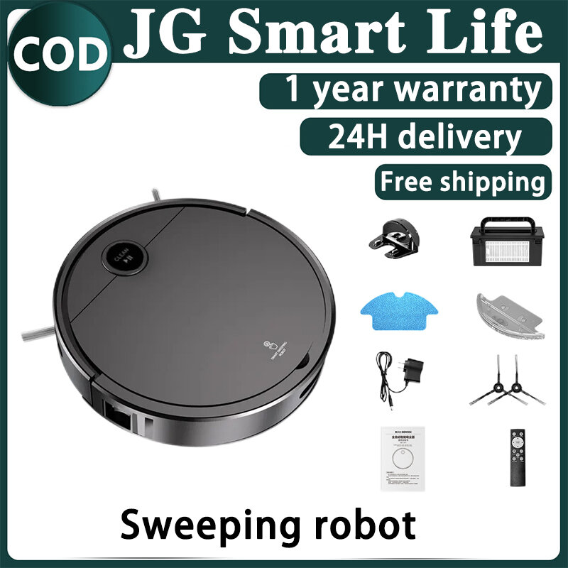 JG Robot Vacuum Cleaner Sweeping and Mopping 3800Pa Strong Suction Remote Control For Hard Floor and Carpet Cleaning Presyo  3,999 Piso*Libreng Shipping
