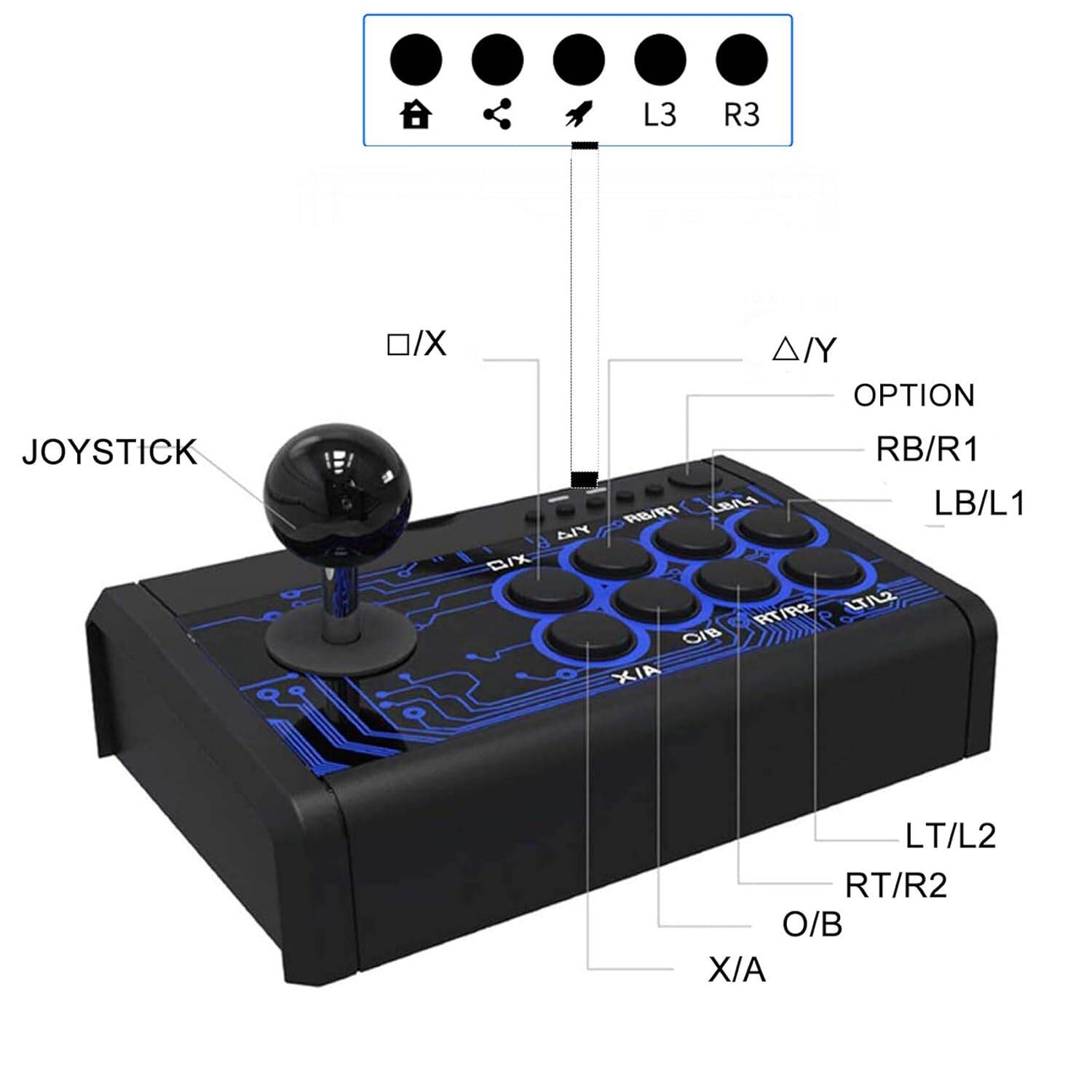 DOBE 7 In1 USB Arcade Fight Stick Street Fighting Joystick Controller ...