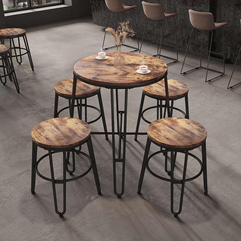 Coffee Table Wood Round Chair TP Solid Wood Cafe Table Wrought