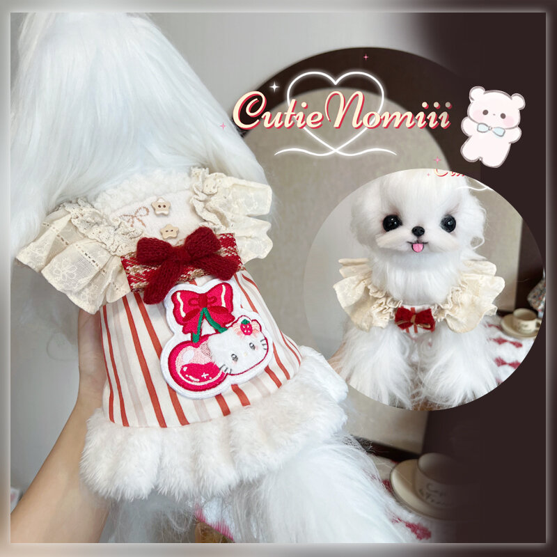 CUTIE NOMIII Cherry Kitty Sweater for Pets Cotton Velvet Lined Winter Warm Summer Cool All Seasons Dog Clothing Dress Presyo  1,646 Piso*Libreng Shipping