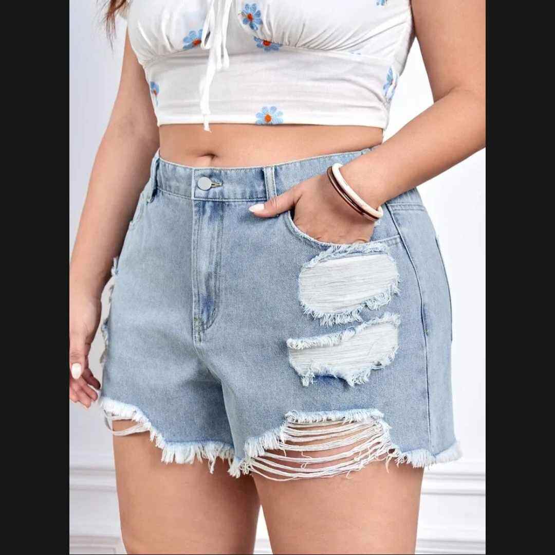 ripped denim shorts plus size