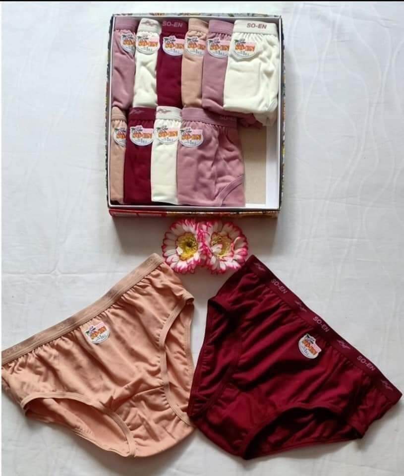 SOEN PANTY ORIGINAL FOR LADIES BIKINI BRIEF FASHION (BBC) 477 NUDE MAROON  MILKY WHITE PINK SET