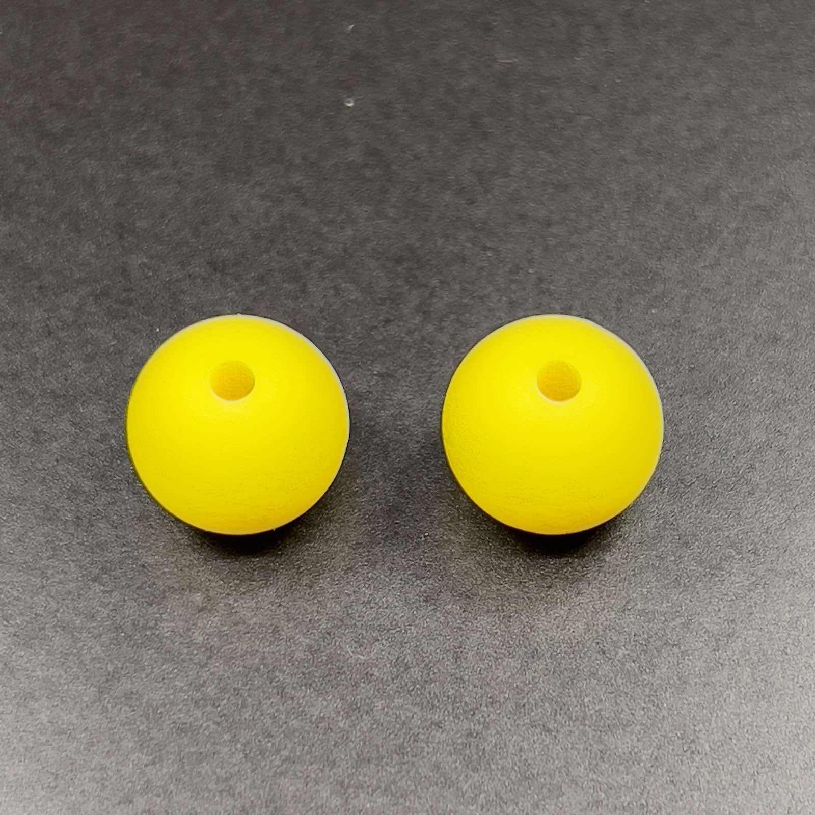 Veeds 2 Pcs Round Yellow Bead 10mm Silicone DIY Beads Art and Craft