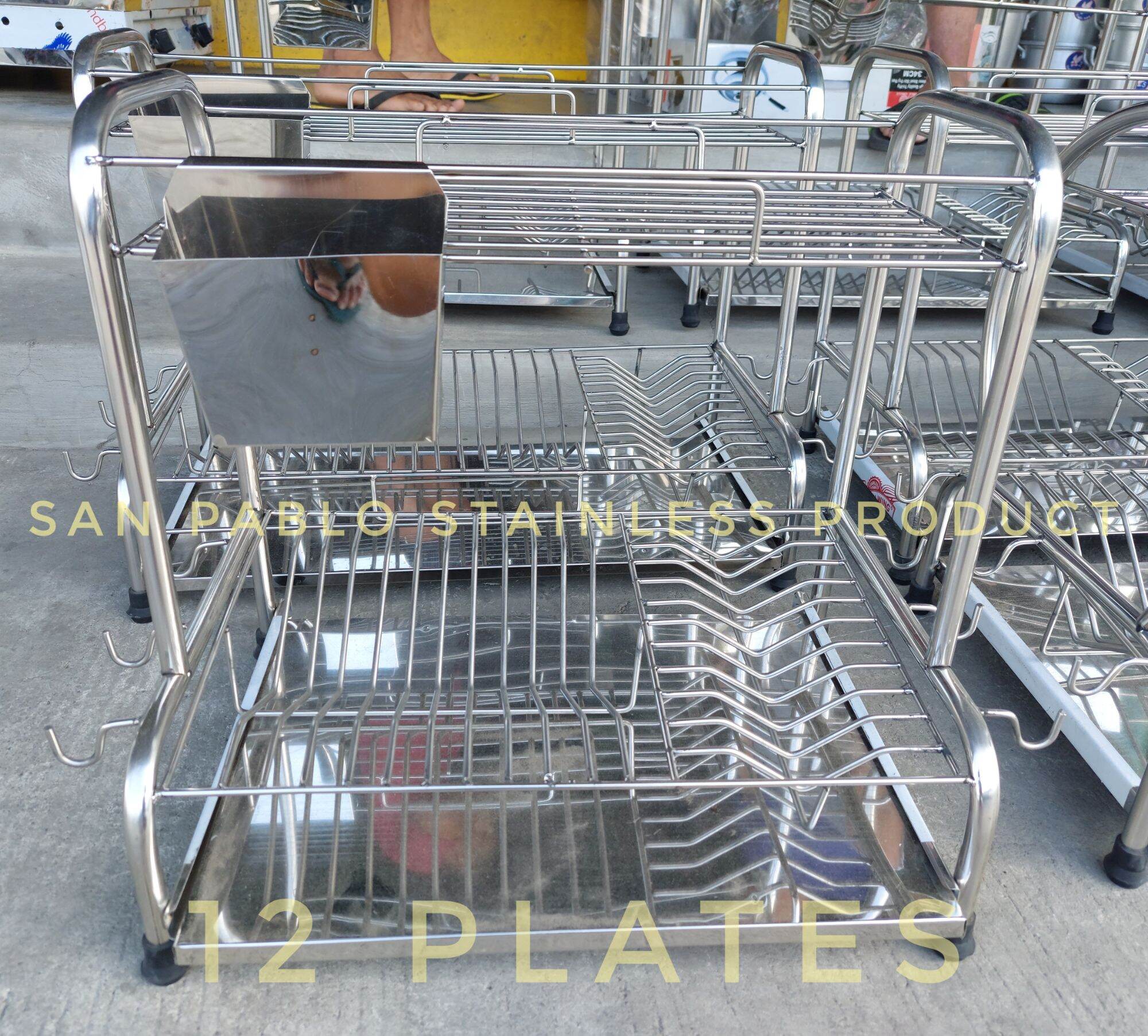 12 plates dish drainer dish rack pure stainless Lazada PH