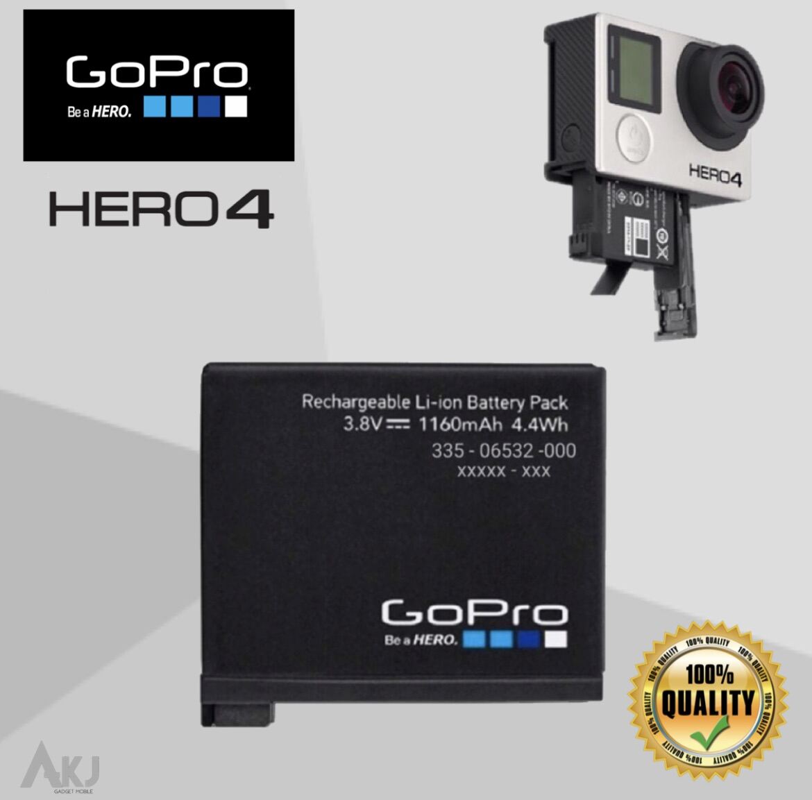 GoPro Hero 4 / Hero 4+ Battery Rechargeable Li-ion Battery 1160mAh