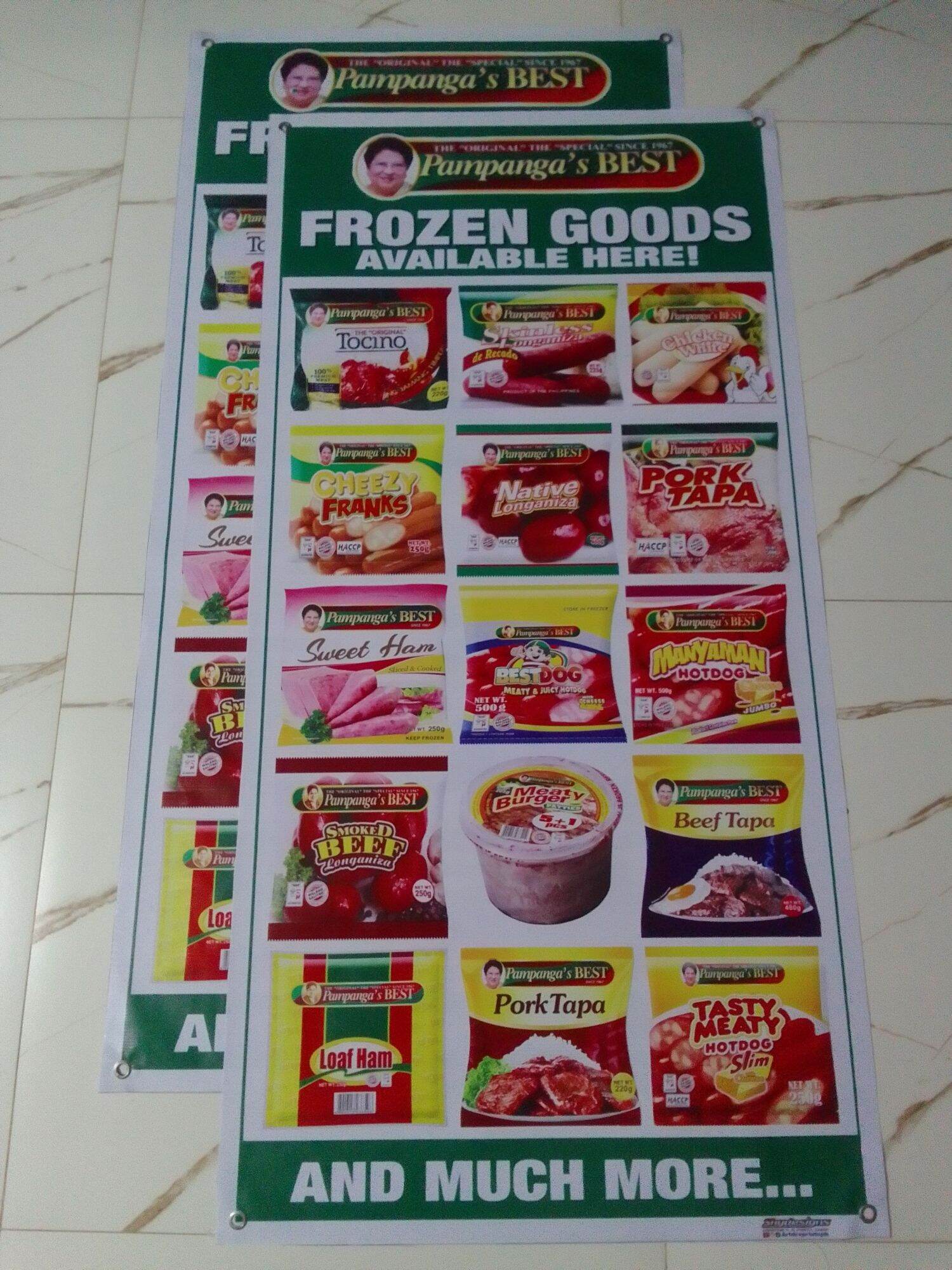 TARPAULIN PRINT FROZEN GOODS GREEN SAME LAYOUT. 