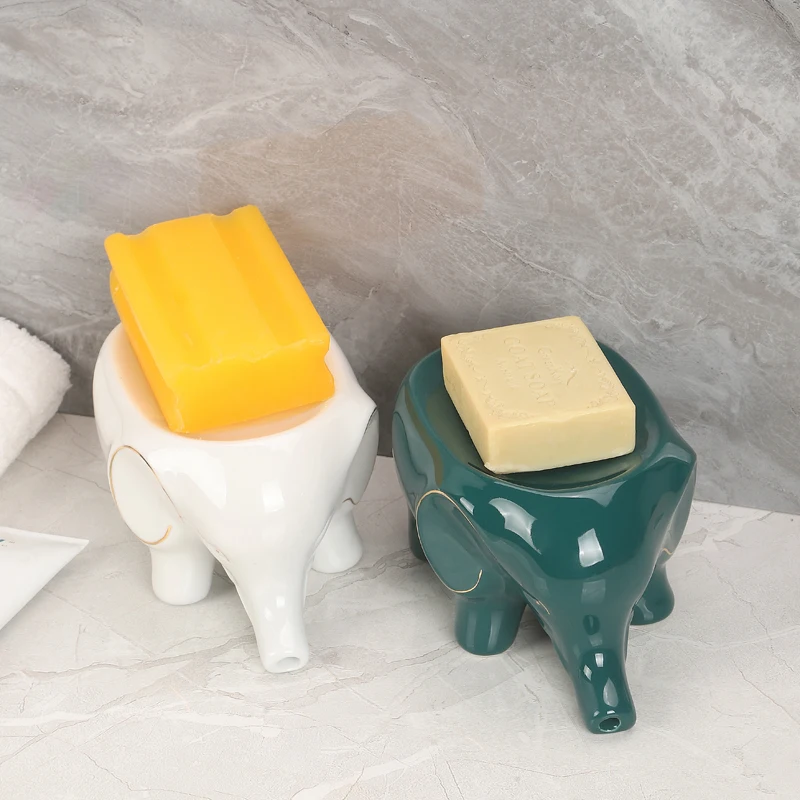 Soap Box Affordable Luxury Style Nordic Instagram Style Modern Simple and Fashionable Ceramic Elephant Bathroom Decoration Soap Holder Jewelry