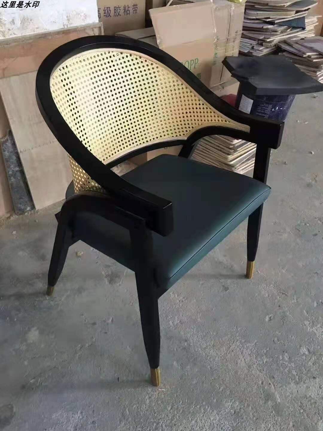 Nordic Solid Wood Rattan Armchairs Korean Style and