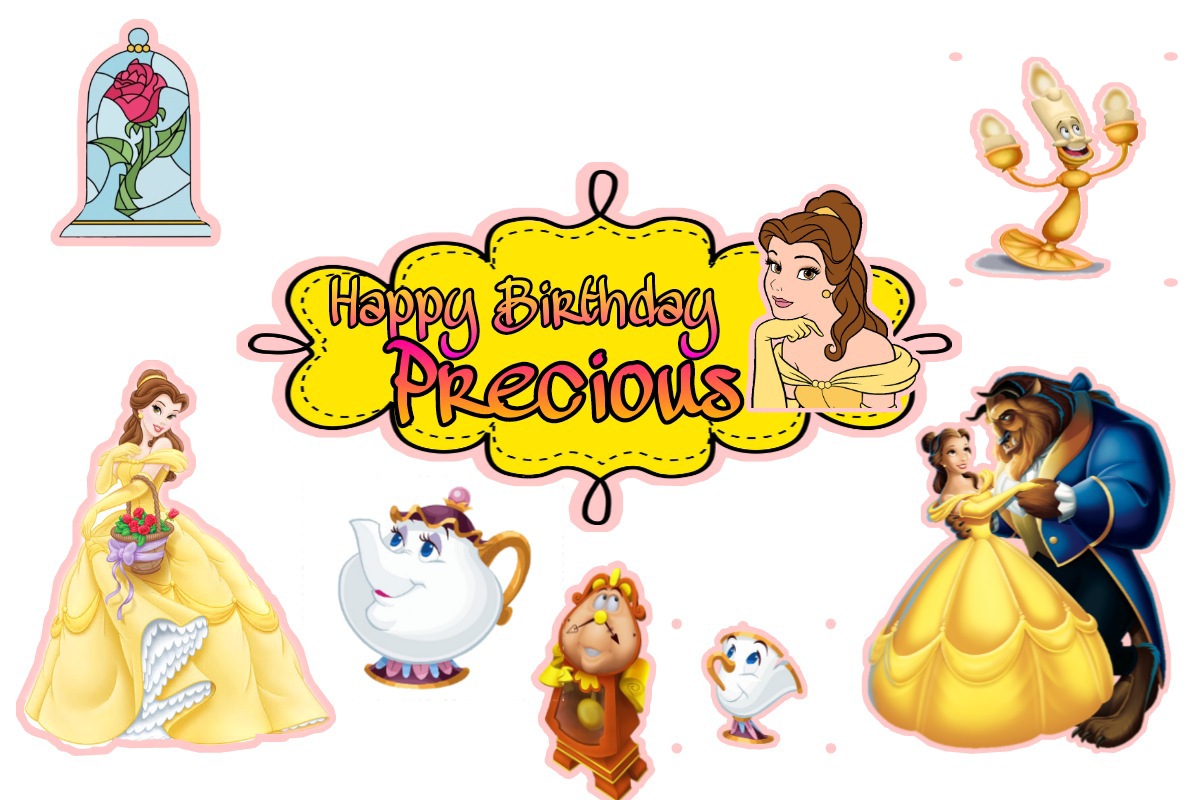 Beauty and the Beast Belle Yellow Dress Edible Cake Topper Image ABPID – A  Birthday Place