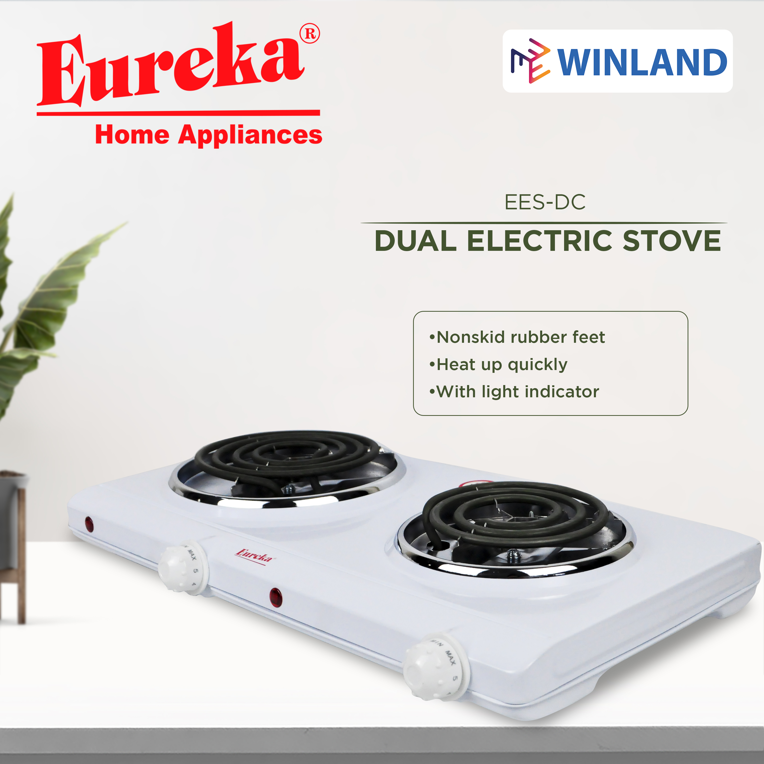 Winland Electric Stove Double Burner with Light Indicator