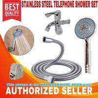 SUS 304 Stainless Steel Telephone Shower Set with Hose  Shower Holder  and 2 way Faucet