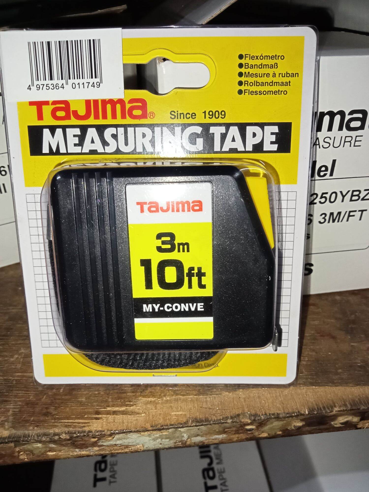 JAPAN TAJIMA MY-CONVE YELLOW TAPE MEASURE WITH  LOCK WITH CLIP WITH STRAP BLACK PVC TAPE MEASURE