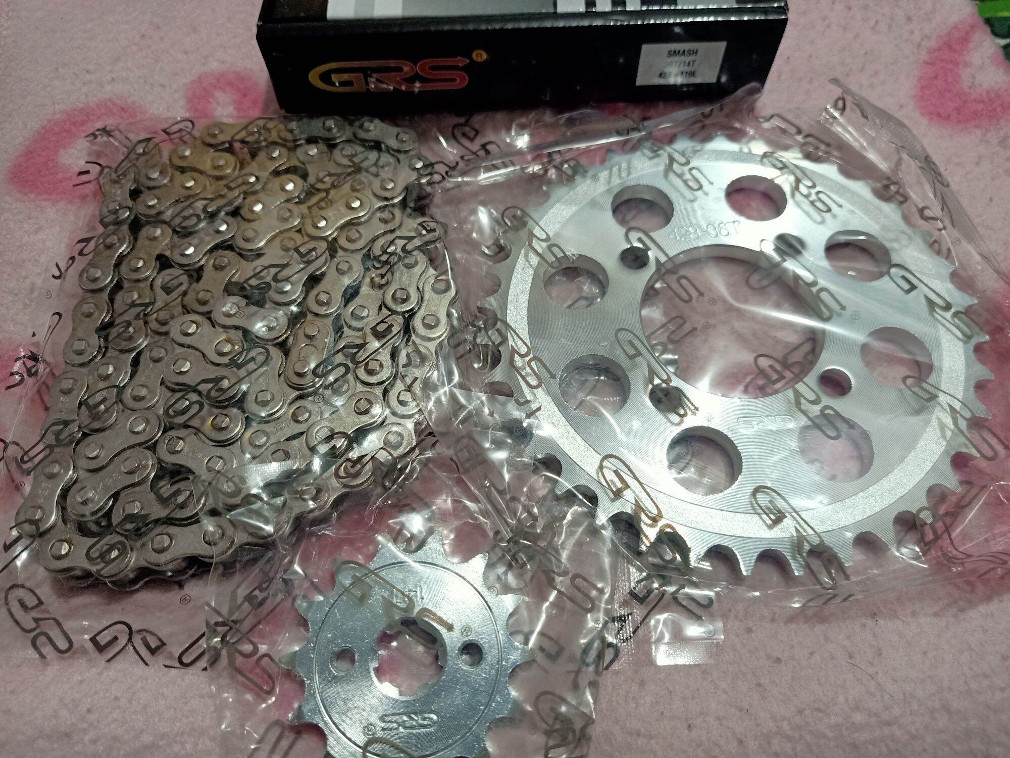 GRS CHAIN AND SPROCKET SET For SUZUKI SMASH 115/SMASH 110 size 428x110L 14t-36t