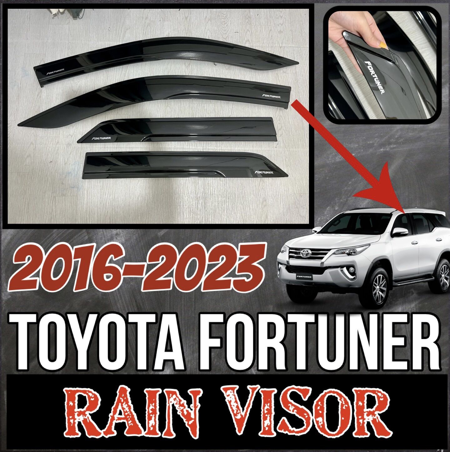 TOYOTA FORTUNER 20162023 RAIN VISOR MADE IN THAILAND (fortuner