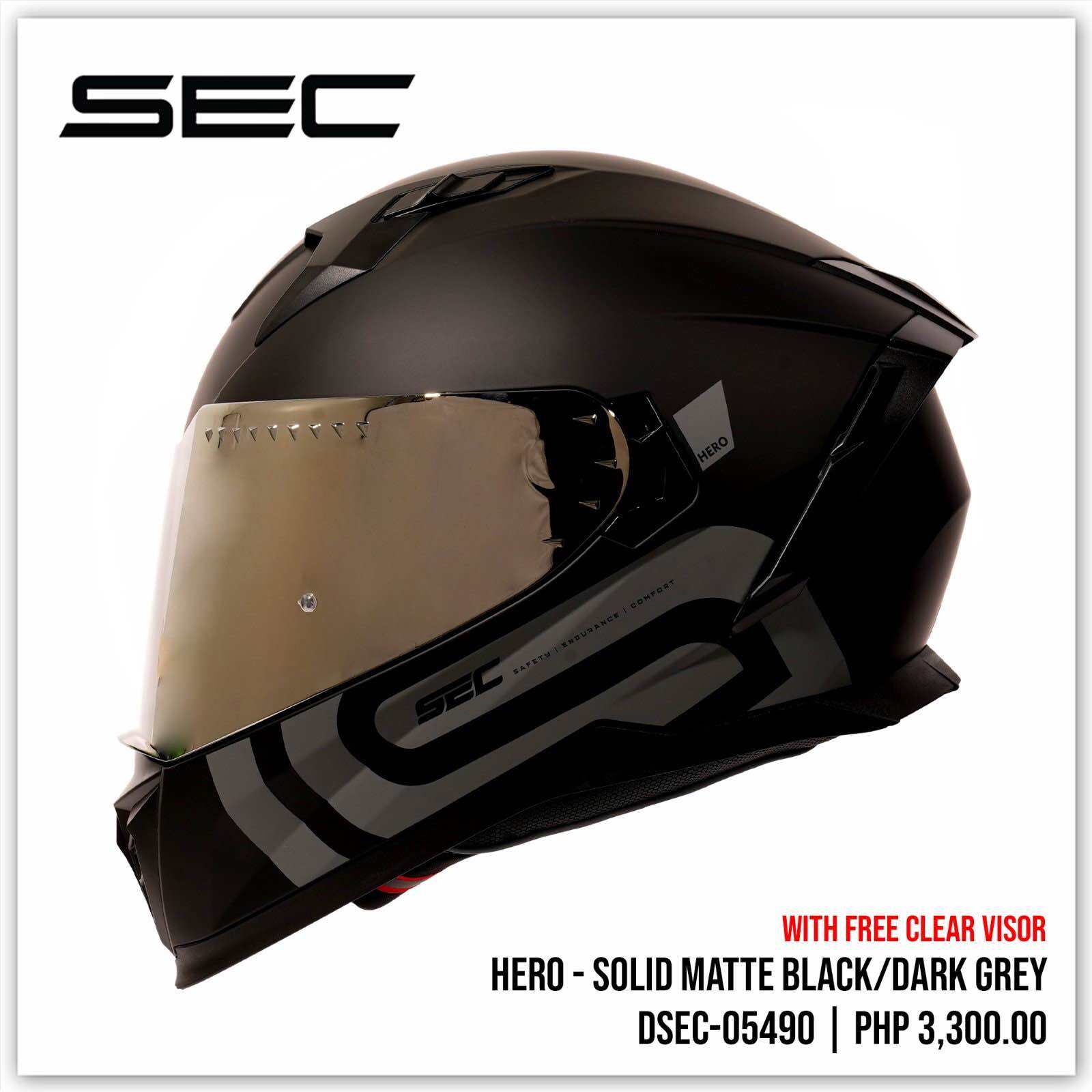 Sec Hero full face dual visor helmet with Free clear lens