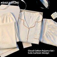 HANQIANNUO | Soft and Sweet Womens Summer Cloud Cotton Sleepwear Set