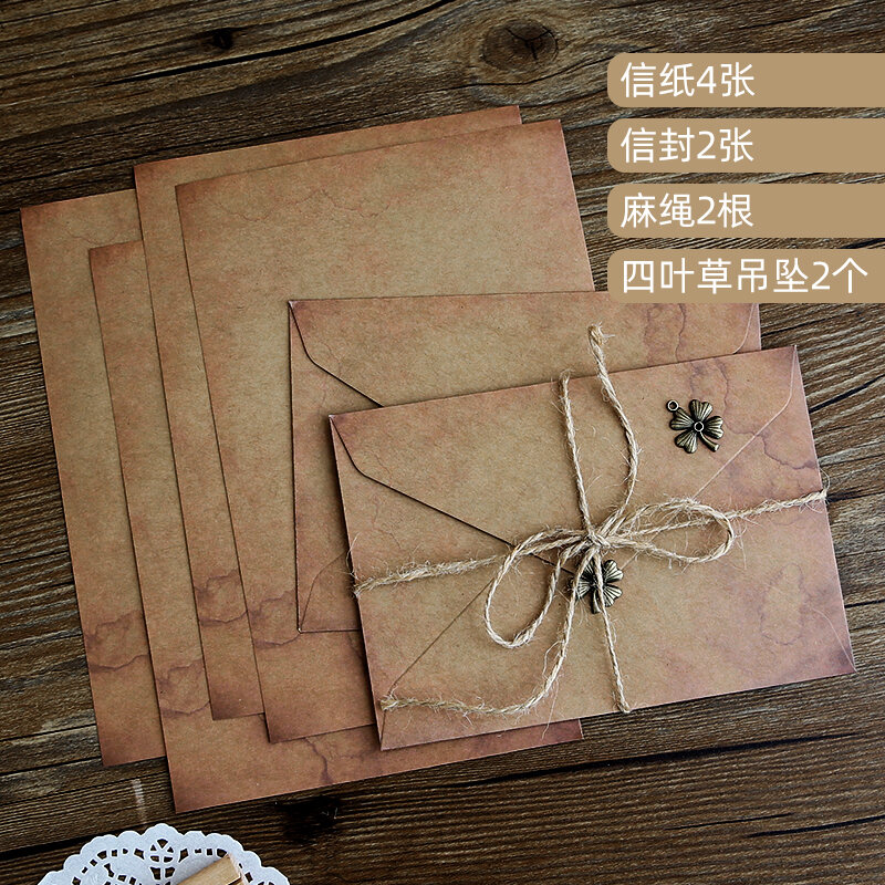 Vintage Kraft Paper Letter Envelope Set Hemp Rope Ins Style Exquisite