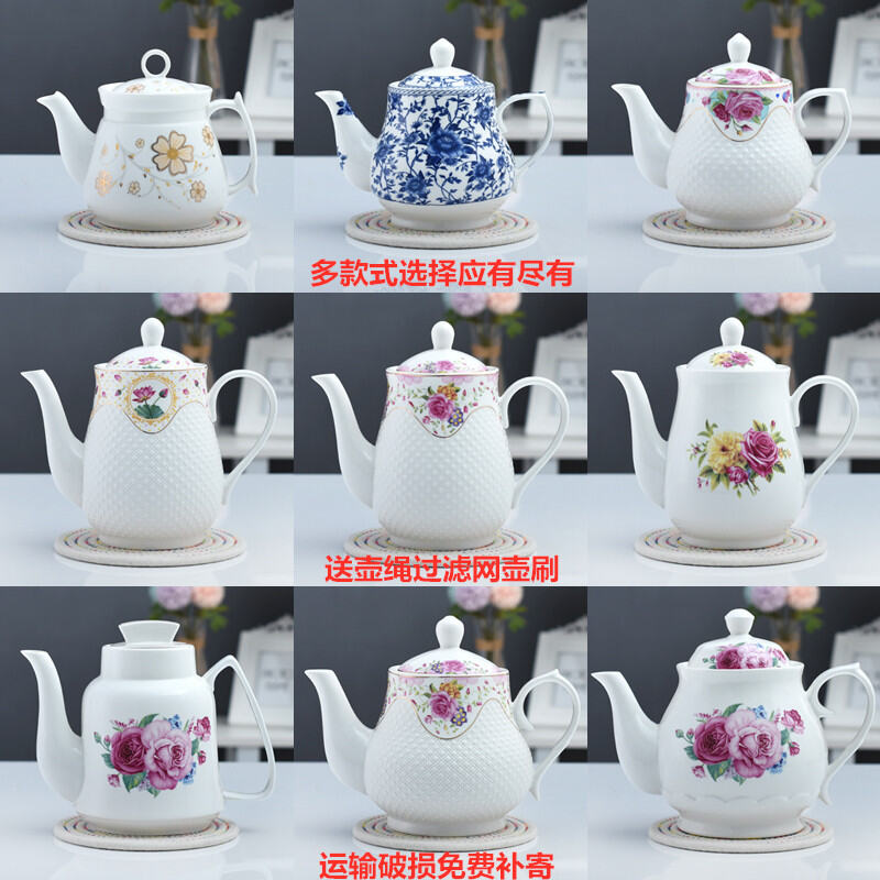 Jingdezhen Household Teapot Ceramic Water Pitcher Cold Kettle Large Blue and White Porcelain Teapot Kettle Heat-Resistant Explosion-Proof