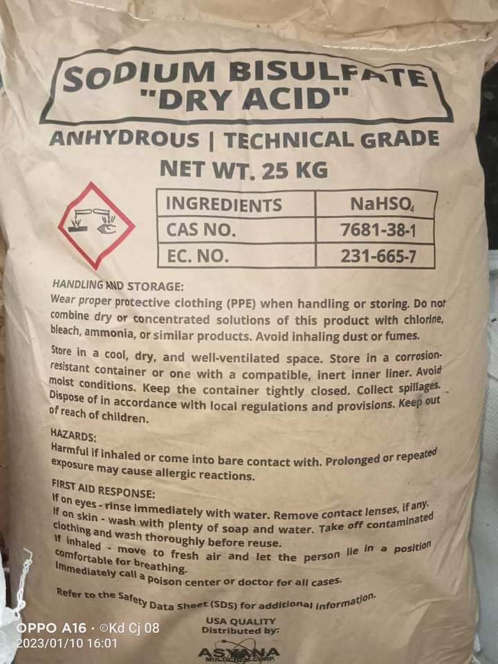 DRY ACID pH and alkalinity reducer 25kg | Lazada PH