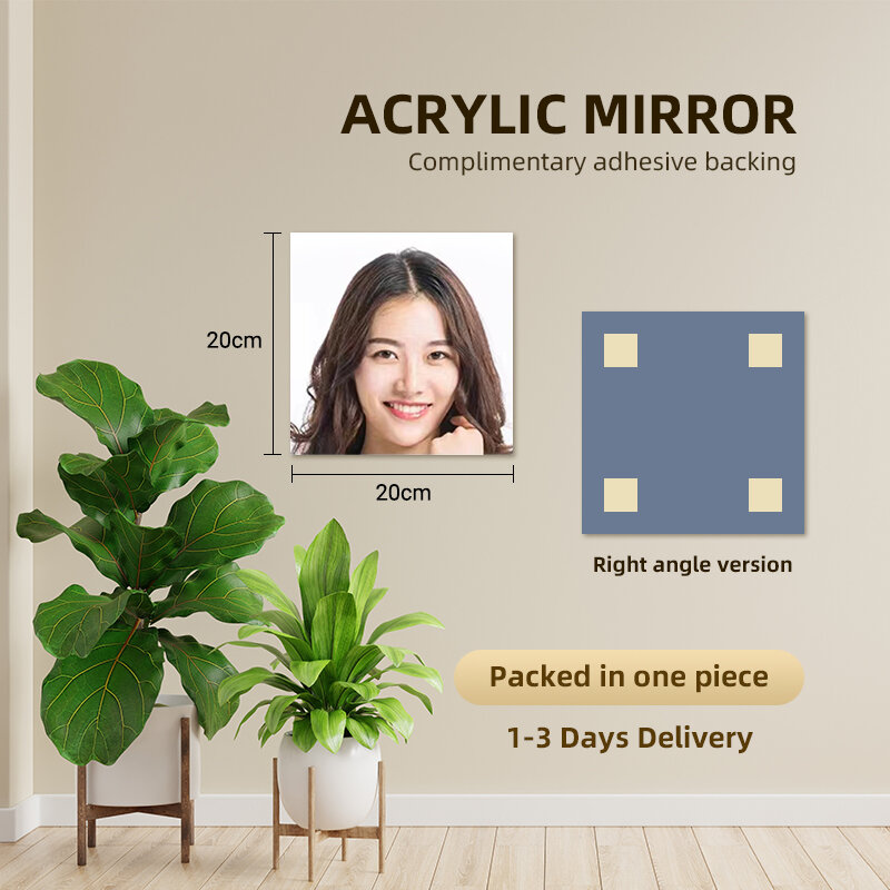 Self-Adhesive Acrylic Bathroom Mirror with Round Corners High Definition Glass Wall Sticker for Vanity and Bathroom