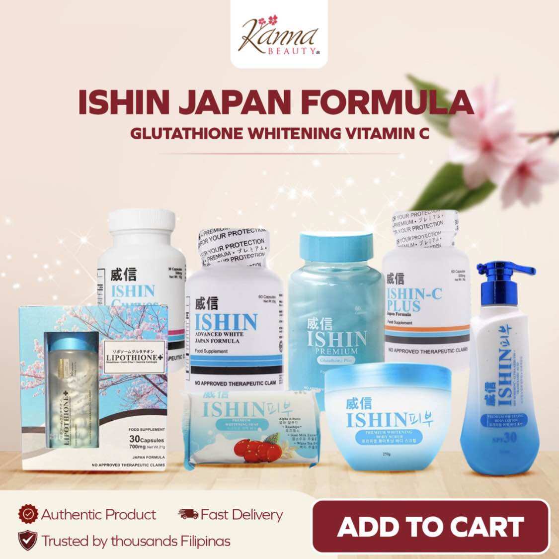 ISHIN Glutathione White Japan 60 Capsules and Venus Fine PureWhite 4-in-1  Glutathione Collagen Vitamin C Whitening