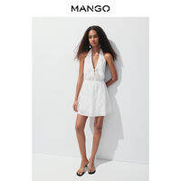 Mango | Stylish Halterneck Embroidery Short Dress