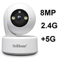 New Srihome 8MP IP WIFI Camera 2.4G&5G WIFI PTZ Surveillance Security HD Baby Monitor Night Vision Indoor Mini PTZ Security CCTV