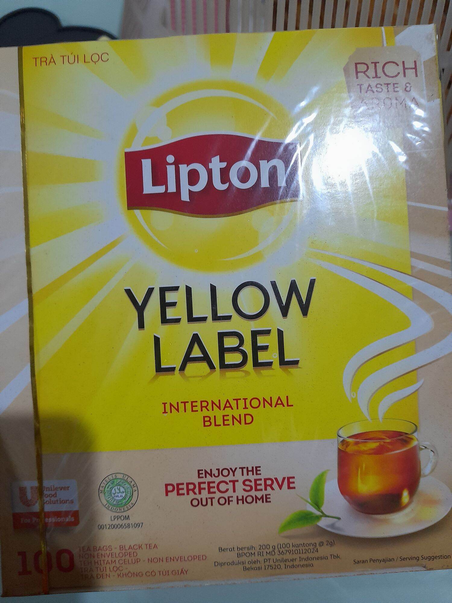 LIPTON YELLOW LABEL INTERNATIONAL BLEND 100teabags Black Tea Expiry