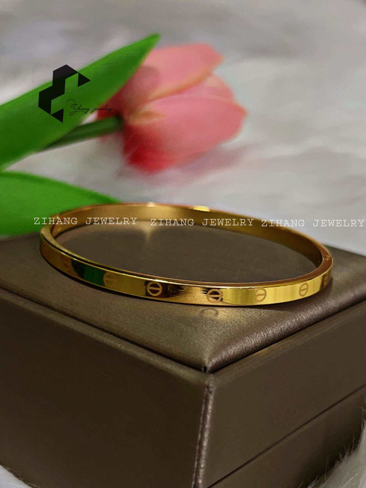 24K Gold Plated Slim Cartier Bangles by Zihang Jewelry