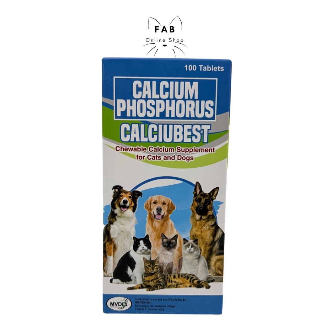 100 tablets Calciubest (Calcium Phosphorus) Chewable Calcium Supplement for Cats and Dogs