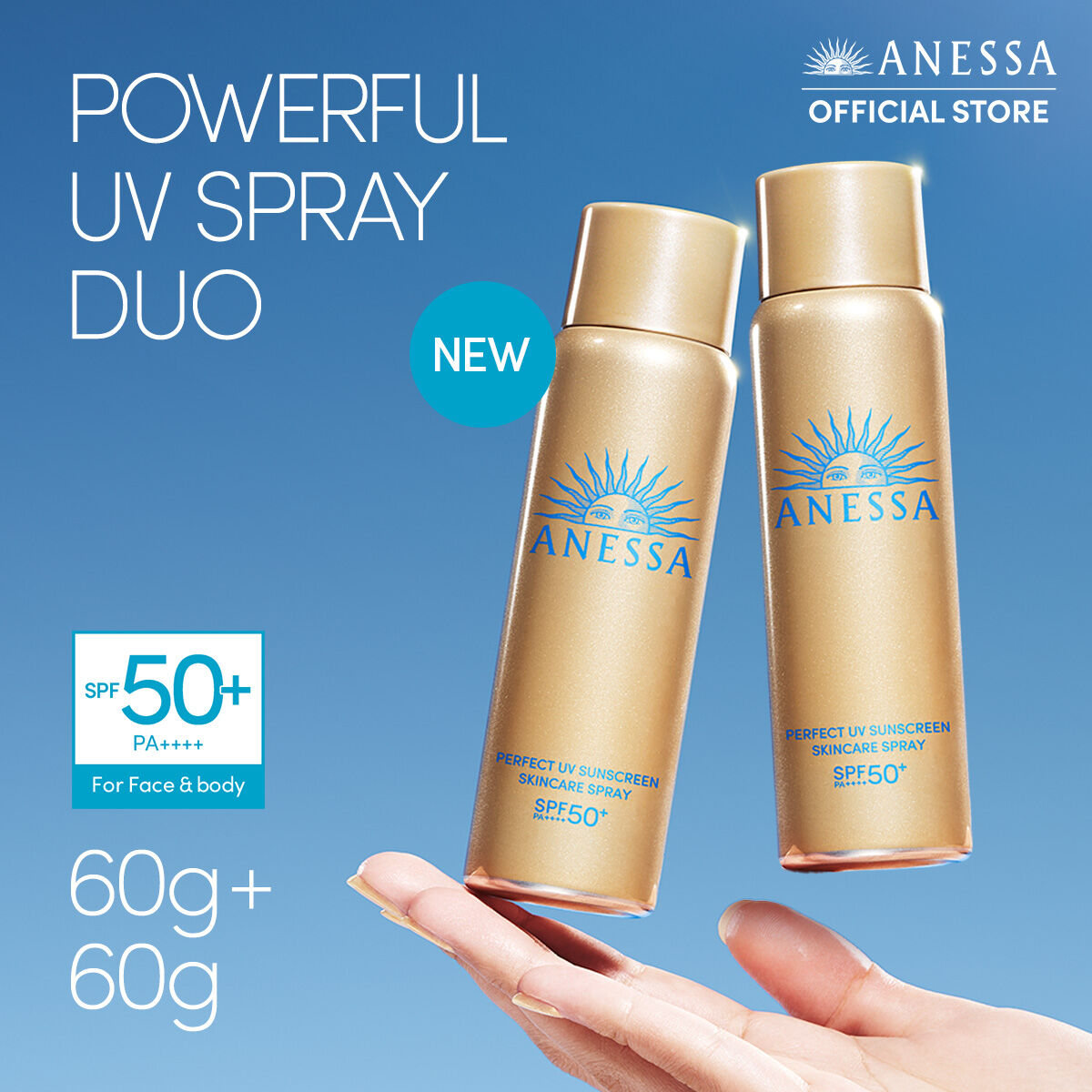 Anessa Gold Spray 60g Duo 50 SPF with Hyaluronic Acid & Collagen