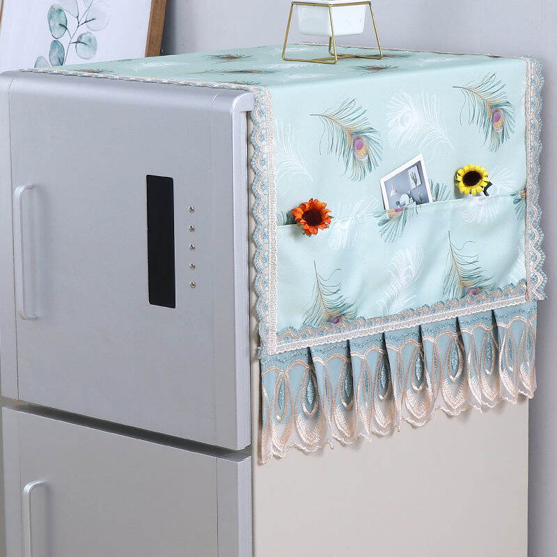 SingleDoor Refrigerator Cover Lace Fabric MultiPurpose Cover Towel