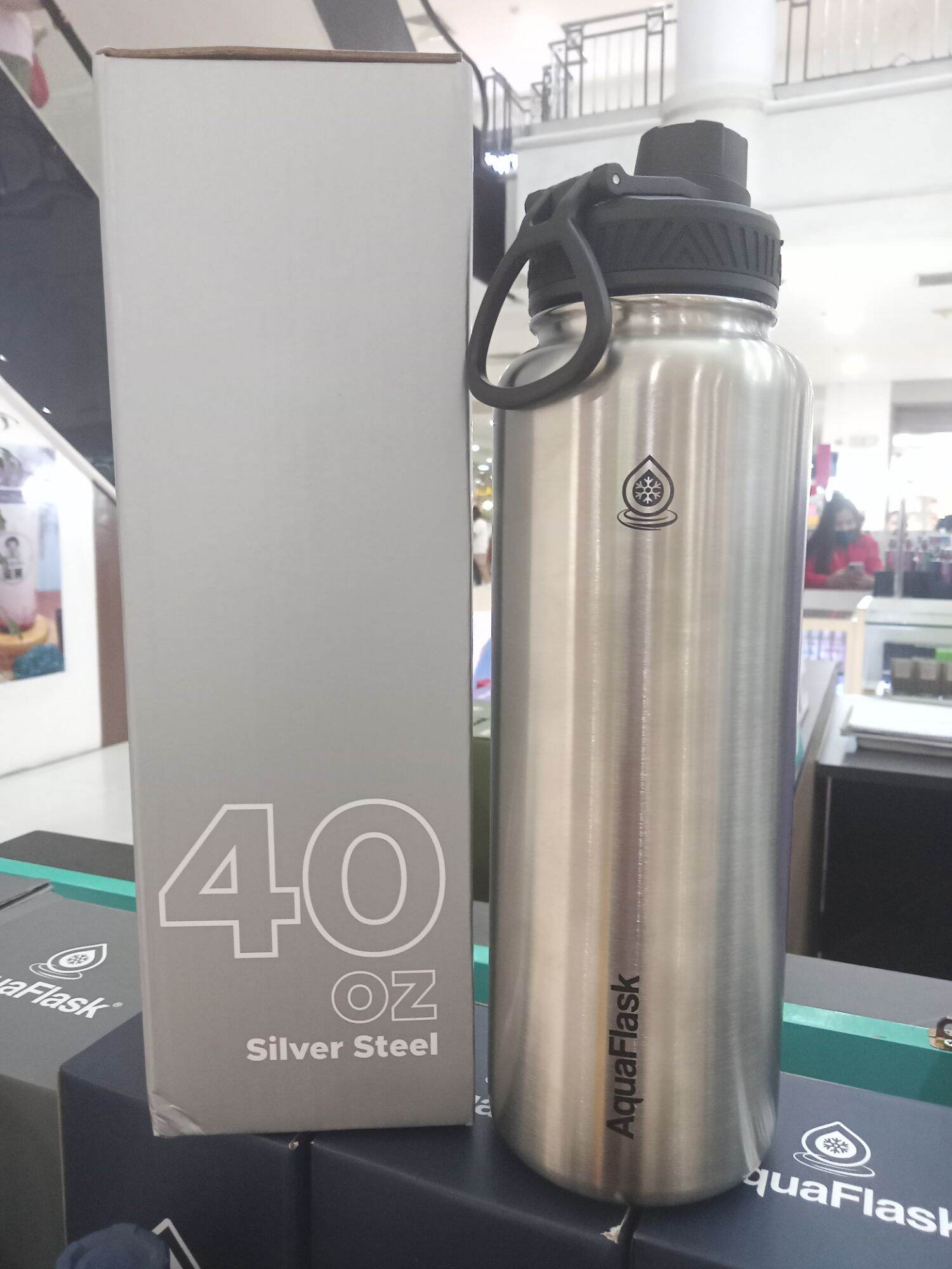 40oz Silver Steel Aquaflask 