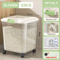 YULE Rice Dispenser Rice Storage Containers Pet Dog Food Storage with Rolling Wheel