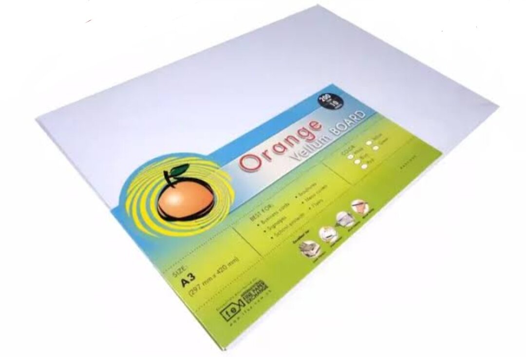 A3 Board Paper / A3 Size Orange Vellum Board 200gsm by 10 sheets