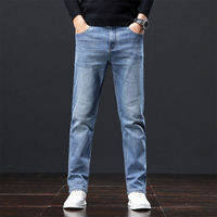 High Elastic Slim Fit Straight Denim Jeans for Men Skin Friendly Loose and Comfortable Stylish and Versatile Autumn Winter Trousers Light Blue Jeans for Men Stretchable Pants for Men