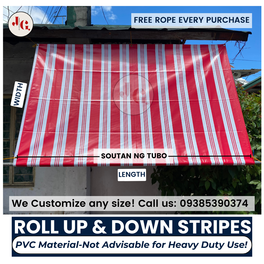 Striped Outdoor Use Tarp in Various Sizes by Roll Up