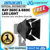 Amaran by Aputure Fresnel Lens + 4-Leaf Barndoor Kit Bowens Mount 9.6″ Lens Size for RAY 360C and 660C COB LED Studio Light with Spot 15 Degree / Flood 45 Degree Beam Angle for Lighting and Studio Equipment - MA00060404 | JG Superstore