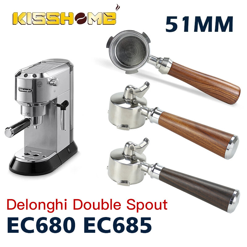 Delonghi-portafiltro de café sin fondo de 51MM, cta de filtro de 1, 2