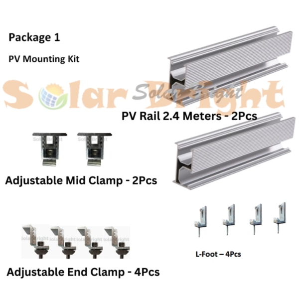PV Aluminum Railings Roof Solar Panel Mounting Rail 2.4 2.2 Meter 2 or 4 Pieces Package 1 2 3 4 5 &6