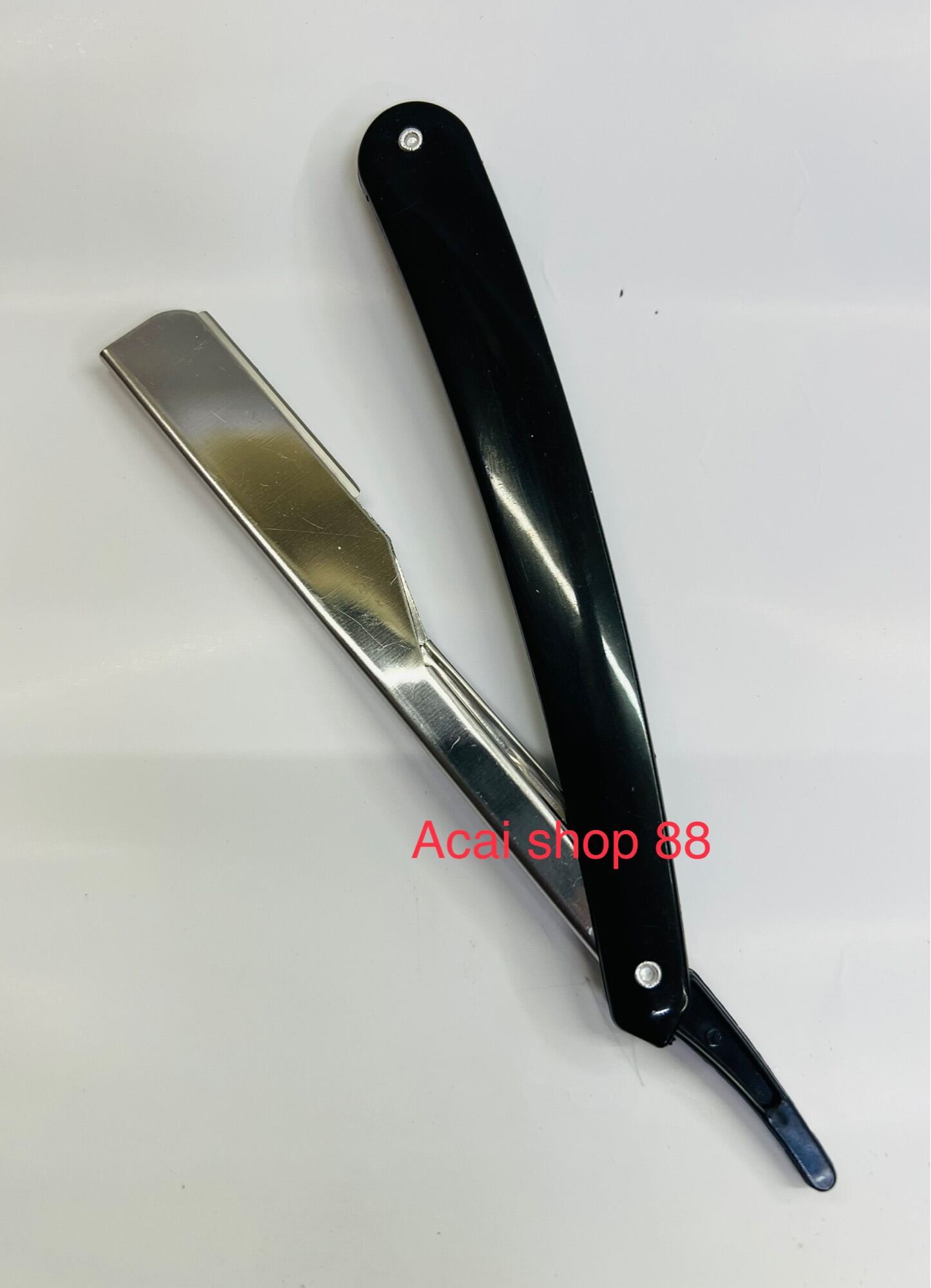 Parker PTB Push Type Blade Load Straight Edge Barber / Shavette Razor  with Stainless Steel Blade Arm and 5 Shark Stainless Blades 