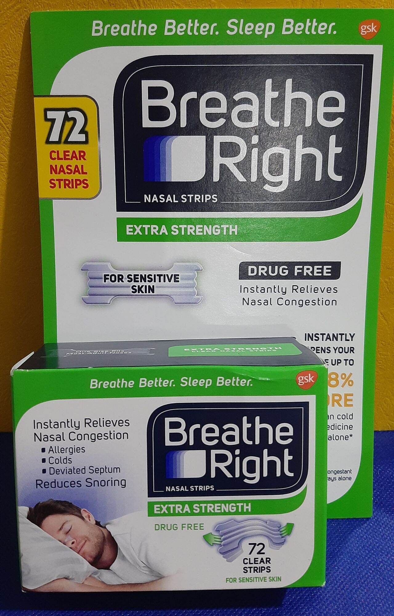 Breathe Right Nasal Strips Extra Strength 72 Clear Strips. Instantly ...