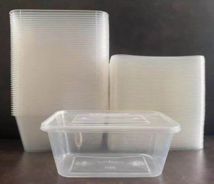 1000 ML Microwavable Plastic Container  (rectangular) on sale food container / lagayan ng foods / baunan |  good for online food business food storage with tub and lid. 