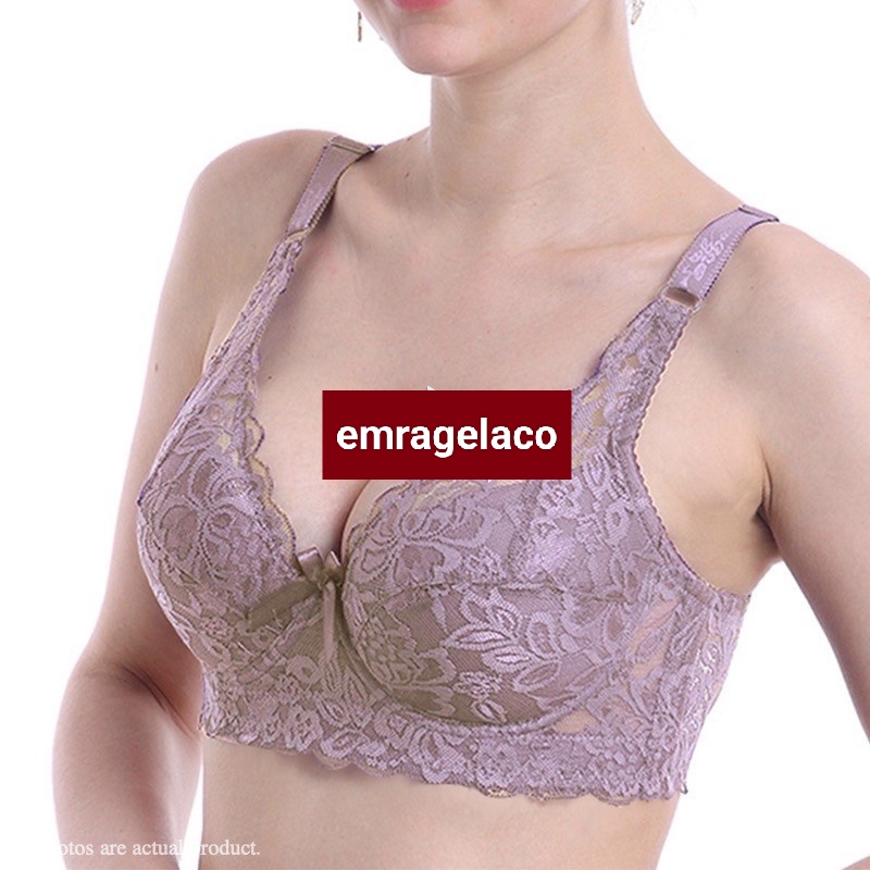Women Luxurious Floral Lace Balconette Bras Padded Underwire Push