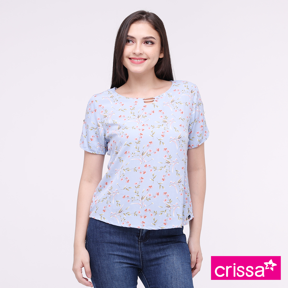 Buy Crissa Cotton Spandex Plain Knits Short Sleeves T-Shirt 2024 Online