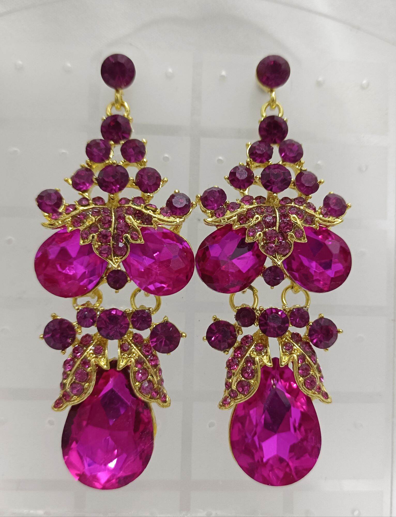 Hot pink clearance pageant earrings